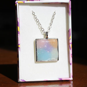 Donnakins Jewelry - Solar Color Changing Square Silver Necklace Donnakins Jewelry - Solar Color Changing Square Silver Necklace